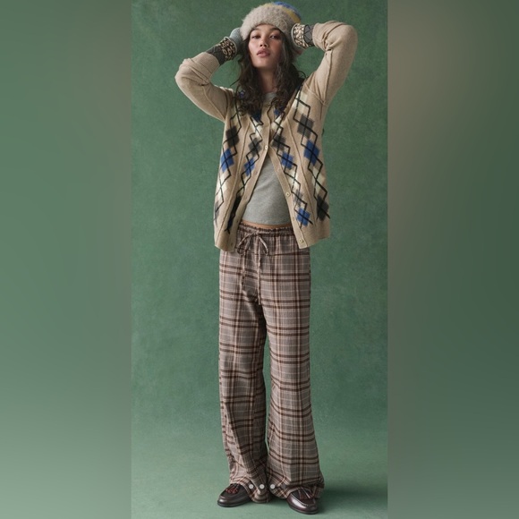 NWT Free People M Hudson Canyon Pants in Neutral Combo New $98 Brown - Picture 4 of 7